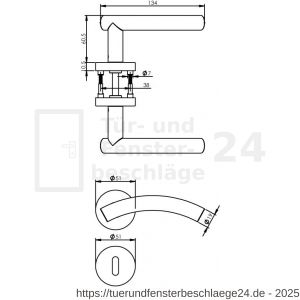Intersteel Living 1955 Türdrücker Gebogen auf Rosette 50x10 mm mit BB-Rosetten Edelstahl gebürstet - D26005826 - afbeelding 2