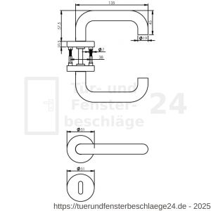 Intersteel Living 1956 Türdrücker Rund auf Rosette 50x10 mm mit BB-Rosetten Edelstahl gebürstet - D26005832 - afbeelding 2