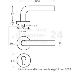 Intersteel Living 1956 Türdrücker Rund auf Rosette 50x10 mm mit PZ-Rosetten Edelstahl gebürstet - D26005833 - afbeelding 2