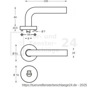 Intersteel Living 1956 Türdrücker Rund Rosette 50x10 mm mit Bad-WC 8 mm Edelstahl gebürstet - D26005837 - afbeelding 2
