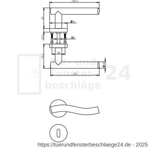 Intersteel Living 1957 Türdrücker Lange Golf auf Rosette 50x10 mm mit BB-Rosetten Edelstahl gebürstet - D26005838 - afbeelding 2