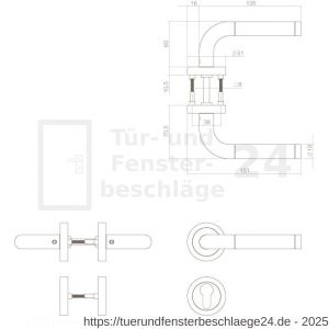 Intersteel Living 1958 Türdrücker Agatha PZ-Rosette Edelstahl gebürstet - D26005842 - afbeelding 2