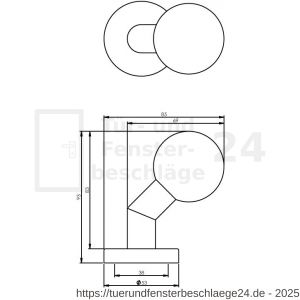 Intersteel Essentials 2165 Haustürknopf 50 gekröpft auf Rosette 52x10 mm Edelstahl gebürstet - D26007404 - afbeelding 2