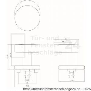 Intersteel Living 2186 Türknopf Rund für Haustür Wechselgarnitur Verkröpft Edelstahl gebürstet - D26005845 - afbeelding 2