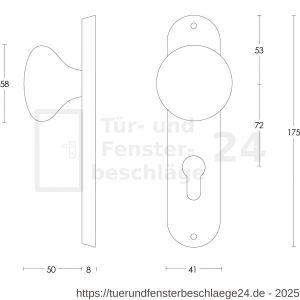 Intersteel Essentials 2691 Knopf Pilz auf Kurzschild mit Profilzylinder-Lochung 72 mm Edelstahl gebürstet - D26003291 - afbeelding 2