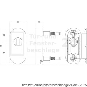 Intersteel Essentials 3752 Sicherheits-Schubrosette mit Kernziehschutz für Profiltüren Edelstahl gebürstet - D26008577 - afbeelding 2