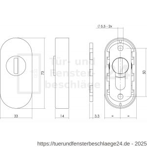 Intersteel Essentials 3752 Sicherheits-Schubrosette oval mit Rillenplatte Edelstahl gebürstet - D26008578 - afbeelding 2