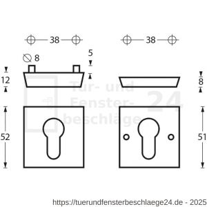 Intersteel Essentials 3752 Schutzrosetten SKG*** Profilzylinder rechteckig 54x54 mm Edelstahl gebürstet - D26007700 - afbeelding 2