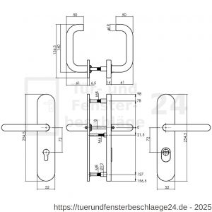Intersteel Living 3775 Schutzbeschlag Oval SKG*** Drücker-Drücker mit Profilzylinder 72 mm und Kernziehschutz Edelstahl gebürstet - D26010044 - afbeelding 2