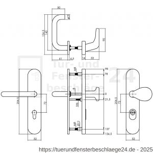 Intersteel Living 3776 Schutzbeschlag Oval SKG*** Griff-Drücker mit Profilzylinder 72 mm und Kernziehschutz Edelstahl gebürstet - D26010045 - afbeelding 2