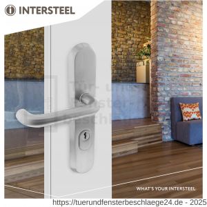 Intersteel Essentials 3785 Schutzbeschlag Haustür Drücker-Drücker SKG*** mit PZ 72 mm und Kernziehschutz oval massiver Edelstahl gebürstet - D26008592 - afbeelding 3