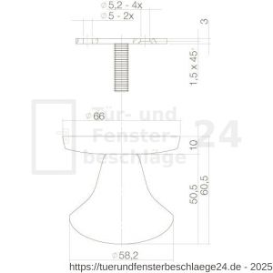 Intersteel Essentials 3930 Haustürknopf feststehend 58 mm einseitige montage Edelstahl gebürstet - D26006035 - afbeelding 2