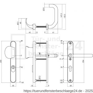 Intersteel Essentials 3980 Schutzbeschlag SKG*** mit Profilzylinder-Lochung 92 mm und Kernziehschutz schmal oval Vordertürbeschlag Edelstahl gebürstet - D26006055 - afbeelding 2