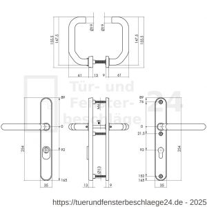 Intersteel Essentials 3982 Schutzbeschlag SKG*** mit Profilzylinder-Lochung 92 mm und Kernziehschutz schmal oval Hintertürbeschlag Edelstahl gebürstet - D26006059 - afbeelding 2