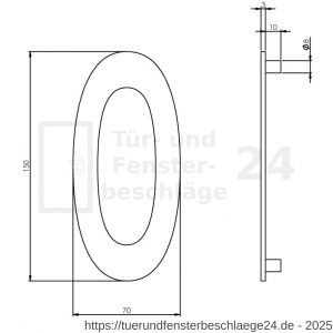 Intersteel Essentials 4020 Hausnummer 0 150x3 mm Edelstahl gebürstet - D26002183 - afbeelding 2