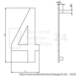 Intersteel Essentials 4020 Hausnummer 4 150x3 mm Edelstahl gebürstet - D26002187 - afbeelding 2