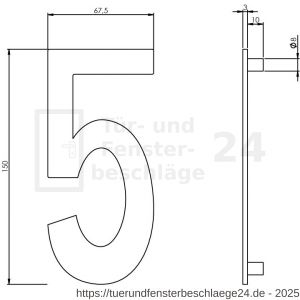 Intersteel Essentials 4020 Hausnummer 5 150x3 mm Edelstahl gebürstet - D26002188 - afbeelding 2