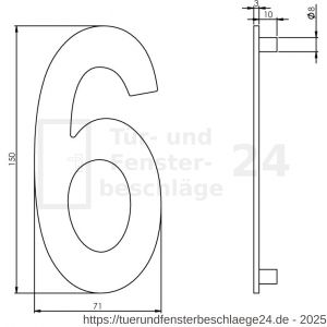 Intersteel Essentials 4020 Hausnummer 6 150x3 mm Edelstahl gebürstet - D26002189 - afbeelding 2