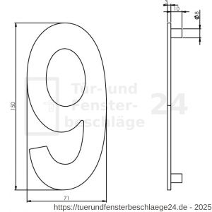 Intersteel Essentials 4020 Hausnummer 9 150x3 mm Edelstahl gebürstet - D26002192 - afbeelding 2