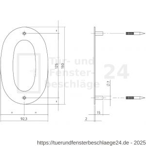 Intersteel Essentials 4020 Hausnummer 0 150x2 mm Edelstahl gebürstet - D26002157 - afbeelding 2