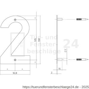 Intersteel Essentials 4020 Hausnummer 2 150x2 mm Edelstahl gebürstet - D26002159 - afbeelding 2