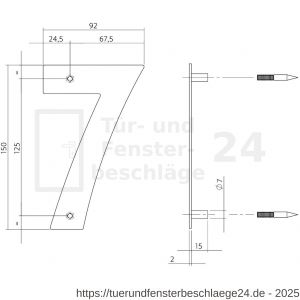 Intersteel Essentials 4020 Hausnummer 7 150x2 mm Edelstahl gebürstet - D26002163 - afbeelding 2