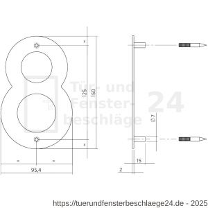 Intersteel Essentials 4020 Hausnummer 8 150x2 mm Edelstahl gebürstet - D26002164 - afbeelding 2