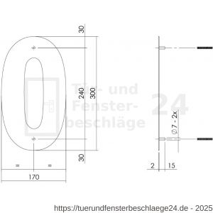 Intersteel Living 4021 Hausnummer 0 XL Höhe 30 cm Edelstahl gebürstet - D26009261 - afbeelding 2