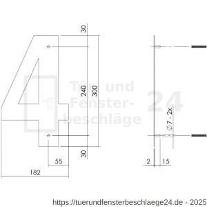 Intersteel Living 4021 Hausnummer 4 XL Höhe 30 cm Edelstahl gebürstet - D26009265 - afbeelding 2