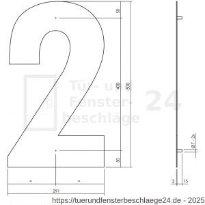 Intersteel Living 4021 Hausnummer 2 XXL Höhe 50 cm Edelstahl gebürstet - D26009273 - afbeelding 2