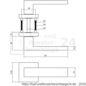 Intersteel Living 4057 Türdrücker Amsterdam auf quadratische massive Rosette 53x53x10 mm Edelstahl gebürstet Hintertürbeschlag - D26010695 - afbeelding 3