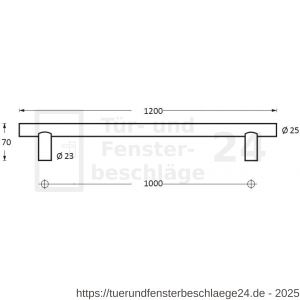 Intersteel Essentials 4325 Stoßgriff T-Form 1200x25x70 mm Edelstahl gebürstet - D26006108 - afbeelding 2