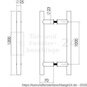 Intersteel Essentials 4325 Stoßgriffe T-Form 25 mm 1200 mm Edelstahl gebürstet - D26006109 - afbeelding 2