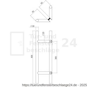 Intersteel Essentials 4329 Stoßgriffe Set T-schräg 30 mm 500 mm Edelstahl gebürstet - D26006121 - afbeelding 2