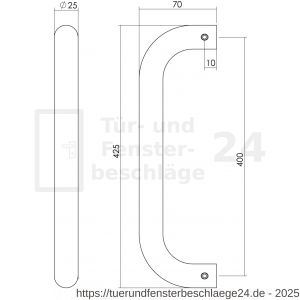 Intersteel Essentials 4333 Stoßgriff gebogen 25 mm 425 mm Edelstahl gebürstet - D26006132 - afbeelding 2