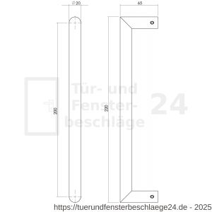 Intersteel Essentials 4335 Türgriff stückweise gerade-90 Grad 220x65x20 mm Mittenabstand 200 mm Edelstahl gebürstet - D26008743 - afbeelding 2