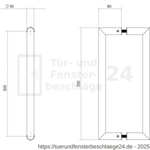 Intersteel Essentials 4339 Türgriffe paarweise gerade-90 Grad 330x80x30 mm Mittenabstand 300 mm Edelstahl gebürstet - D26008760 - afbeelding 2