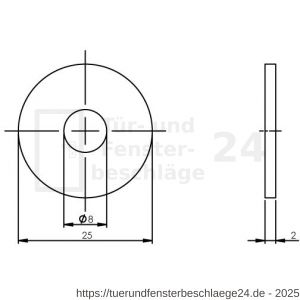 Intersteel Essentials 4380 Unterlegscheibe für Stoßgriffe 20 mm Edelstahl gebürstet - D26006157 - afbeelding 2