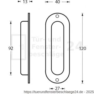 Intersteel Essentials 4476 Griffmuschel Oval 120x40 mm mit Schraublöchern Edelstahl gebürstet - D26007655 - afbeelding 2