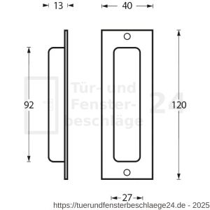 Intersteel Essentials 4476 Griffmuschel Rechteckig mit Schraublöchern Edelstahl gebürstet - D26007657 - afbeelding 2