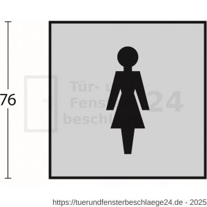 Intersteel Living 4601 Hinweisschilder Damentoilette 76x76x1,5 mm selbstklebend Edelstahl gebürstet - D26003383 - afbeelding 2