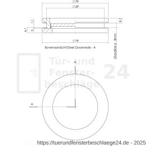 Intersteel Essentials 4760 Griffmuschel für Glastüren 55 mm Edelstahl gebürstet - D26003356 - afbeelding 2