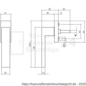 Intersteel Living 6156 Fenstergriff Amsterdam auf rechteckiger Rosette Edelstahl gebürstet - D26010484 - afbeelding 3