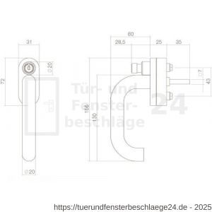 Intersteel Essentials 6156 Fenstergriff rund abschließbar SKG** Edelstahl gebürstet - D26006888 - afbeelding 2