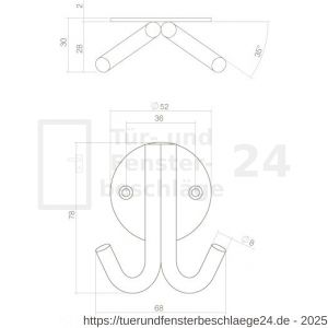 Intersteel Living 6950 Kleiderhaken doppelt auf runder Rosette Edelstahl gebürstet - D26008805 - afbeelding 2