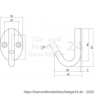 Intersteel Living 6950 Kleiderhaken oval Edelstahl gebürstet - D26006893 - afbeelding 2