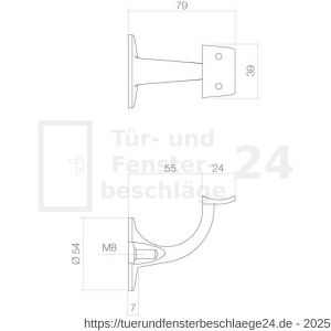 Intersteel Essentials 7300 Handlaufhalter runde Auflage mit Schraublöchern Edelstahl gebürstet - D26003975 - afbeelding 3