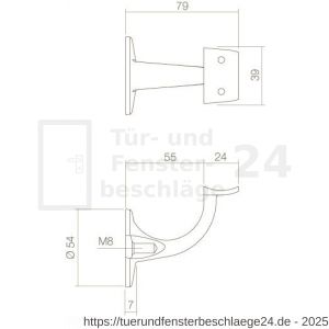 Intersteel Essentials 7300 Handlaufhalter runde Auflage Edelstahl gebürstet - D26007784 - afbeelding 2