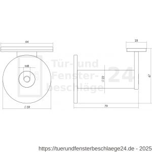 Intersteel Living 7300 Handlaufhalter schwer mit gerader Auflage Edelstahl gebürstet - D26007787 - afbeelding 2
