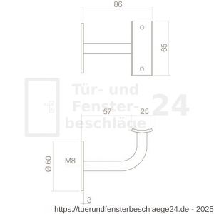 Intersteel Essentials 7300 Handlaufhalter flach Auflage Edelstahl gebürstet - D26003973 - afbeelding 2